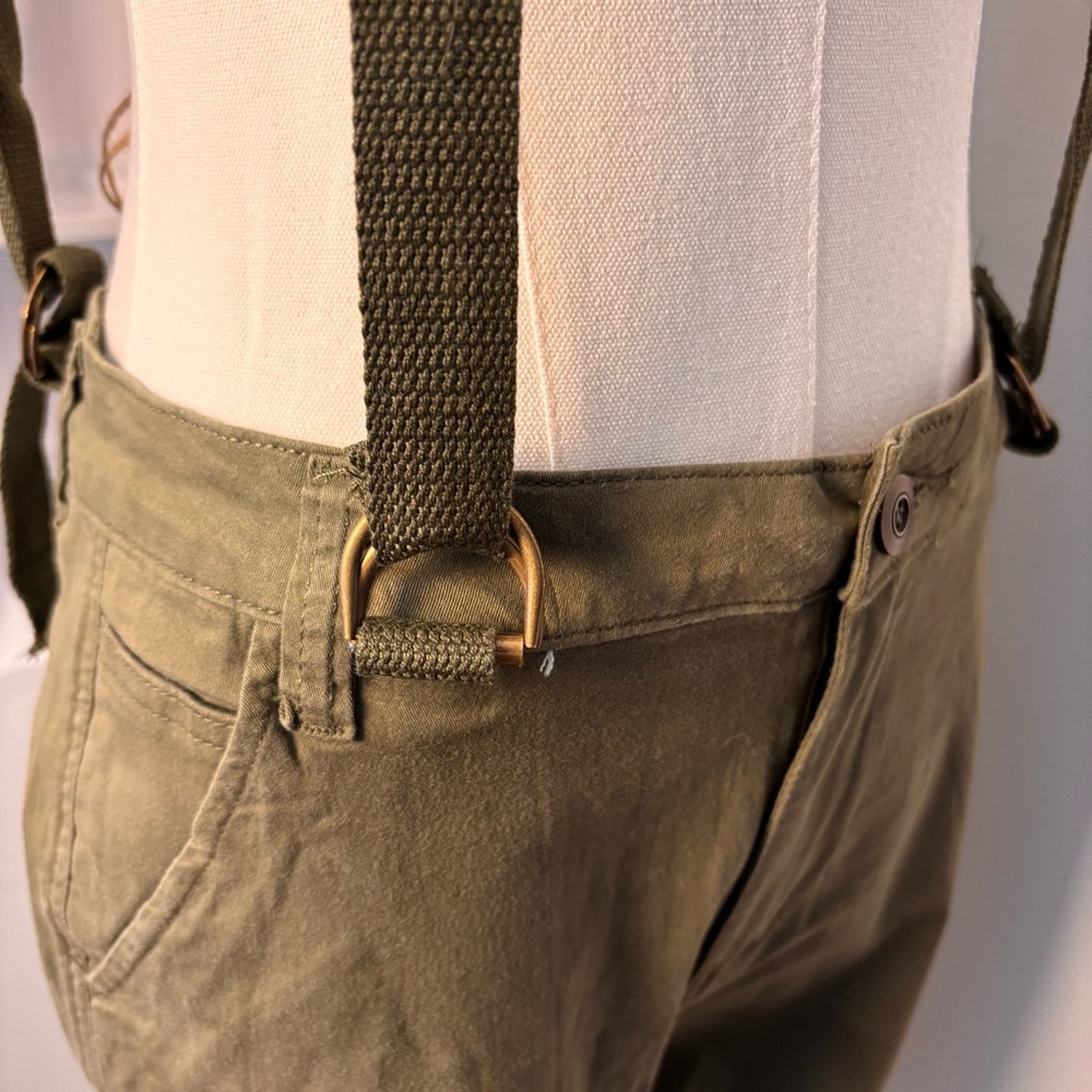 Easel Womens Olive Cargo Pants Elastic Hem With Suspenders Size Medium - Picture 10 of 12